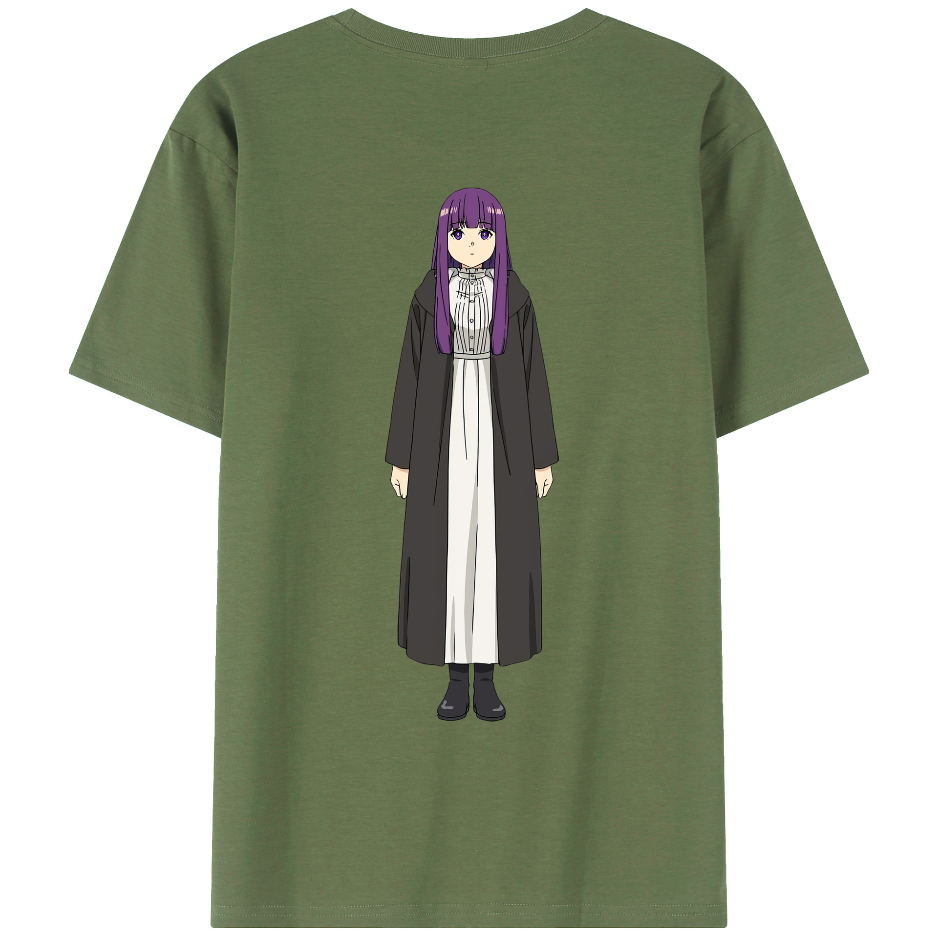 （画像用） 葬送のフリーレン Frieren 綿100％ メンズ半袖Tシャツ（バックプリント） 通気性